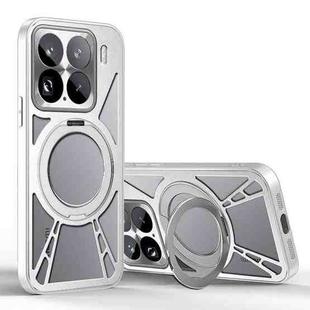 For Xiaomi 15 Cooling Hollow Metal Holder MagSafe Phone Case(Silver)