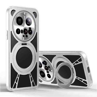For Xiaomi 15 Ultra Cooling Hollow Metal Holder MagSafe Phone Case(Silver)