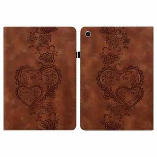 For Huawei MediaPad T3 10 Love Hearts Embossed Leather Tablet Case(Brown)