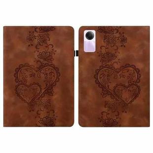 For Redmi Pad SE Love Hearts Embossed Leather Tablet Case(Brown)