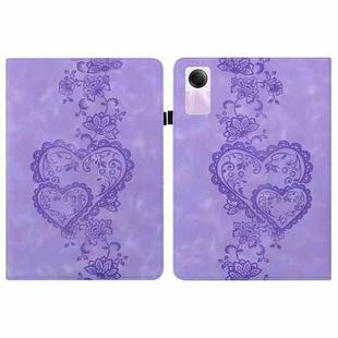 For Redmi Pad SE Love Hearts Embossed Leather Tablet Case(Purple)
