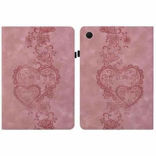 For Samsung Galaxy Tab A8 10.5 2021 Love Hearts Embossed Leather Smart Tablet Case(Pink)
