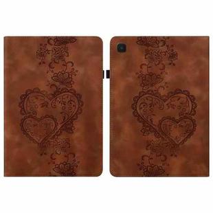 For Samsung Galaxy Tab A9 Love Hearts Embossed Leather Tablet Case(Brown)