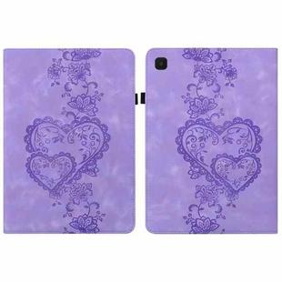 For Samsung Galaxy Tab A9 Love Hearts Embossed Leather Tablet Case(Purple)