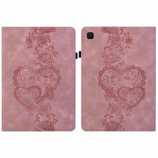 For Samsung Galaxy Tab A9 Love Hearts Embossed Leather Tablet Case(Pink)