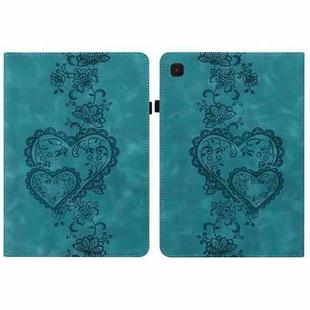 For Samsung Galaxy Tab A9 Love Hearts Embossed Leather Tablet Case(Green)