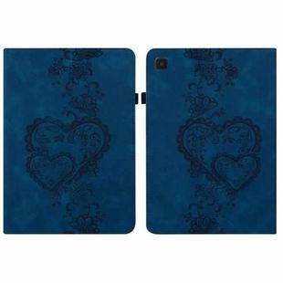 For Samsung Galaxy Tab A9 Love Hearts Embossed Leather Tablet Case(Dark Blue)