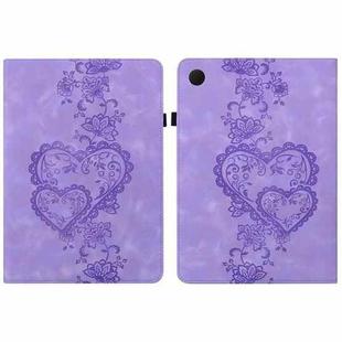 For Samsung Galaxy Tab A9+ Love Hearts Embossed Leather Tablet Case(Purple)
