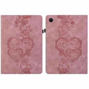 For Samsung Galaxy Tab A9+ Love Hearts Embossed Leather Tablet Case(Pink)