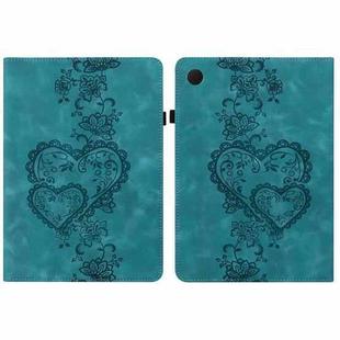 For Samsung Galaxy Tab A9+ Love Hearts Embossed Leather Tablet Case(Green)