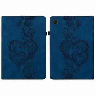 For Samsung Galaxy Tab A9+ Love Hearts Embossed Leather Tablet Case(Dark Blue)