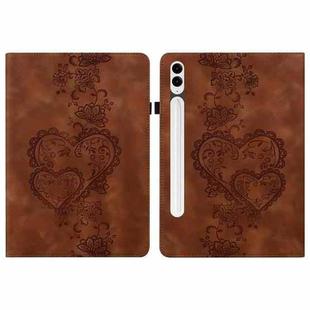 For Samsung Galaxy Tab S10+ / S9+ / S8+ Love Hearts Embossed Leather Tablet Case(Brown)