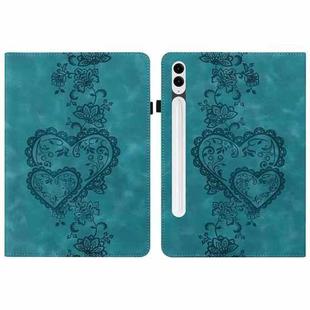 For Samsung Galaxy Tab S10+ / S9+ / S8+ Love Hearts Embossed Leather Tablet Case(Green)