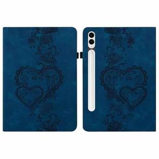 For Samsung Galaxy Tab S10+ / S9+ / S8+ Love Hearts Embossed Leather Tablet Case(Dark Blue)