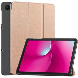 For T-Mobile REVVL Tab 2 Custer Texture 3-Fold Holder Leather Smart Tablet Case(Rose Gold)