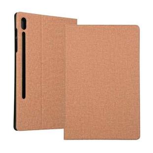 For Samsung Galaxy Tab S8+ / Tab S8 Plus /  Tab S7 FE / Tab S7+ / T970 Fabric Texture Horizontal Flip PU Leather Case with Holder(Gold)