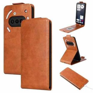 For Nothing Phone 3a Magnetic Vertical Flip Leather Phone Case with Buckle(Brown)