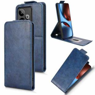For Realme GT 7 5G Global Magnetic Vertical Flip Leather Phone Case with Buckle(Blue)