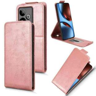 For Realme GT 7 5G Global Magnetic Vertical Flip Leather Phone Case with Buckle(Rose Gold)