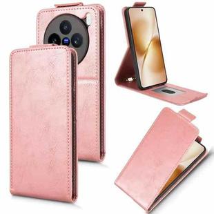 For vivo X200s 5G Magnetic Vertical Flip Leather Phone Case with Buckle(Rose Gold)