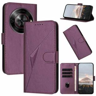 For ZTE Blade A75 5G / Nubia Focus Triangle Pattern Buckle Clasp Leather Phone Case(Dark Purple)