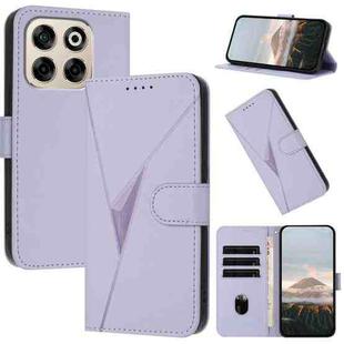 For ZTE Blade V70 Triangle Pattern Buckle Clasp Leather Phone Case(Light Purple)