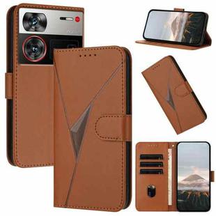 For ZTE nubia Z60 Ultra Triangle Pattern Buckle Clasp Leather Phone Case(Brown)
