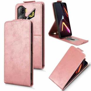 For ZTE nubia Neo 3 5G Magnetic Vertical Flip Leather Phone Case with Buckle(Rose Gold)
