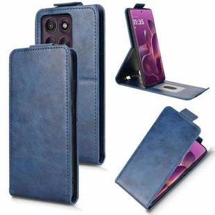 For Motorola Edge 60 Pro Magnetic Vertical Flip Leather Phone Case with Buckle(Blue)
