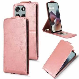 For Motorola Moto G56 5G Magnetic Vertical Flip Leather Phone Case with Buckle(Rose Gold)