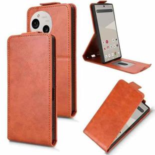 For Sharp Aquos R10 Magnetic Vertical Flip Leather Phone Case with Buckle(Brown)