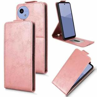 For Sharp Aquos wish5 Magnetic Vertical Flip Leather Phone Case with Buckle(Rose Gold)