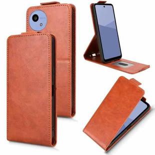 For Sharp Aquos wish5 Magnetic Vertical Flip Leather Phone Case with Buckle(Brown)