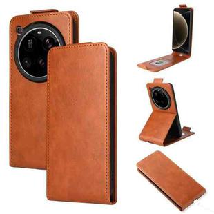 For Xiaomi 15 Ultra 5G Magnetic Vertical Flip Leather Phone Case with Buckle(Brown)
