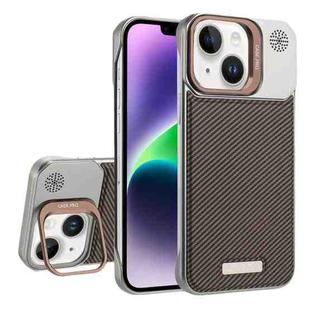 For iPhone 14 / 13 Frameless Carbon Fiber Holder PC MagSafe Phone Case(Desert Gold)