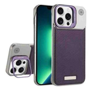 For iPhone 13 Pro Max Frameless Carbon Fiber Holder PC MagSafe Phone Case(Purple)
