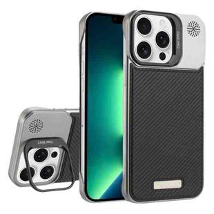 For iPhone 13 Pro Max Frameless Carbon Fiber Holder PC MagSafe Phone Case(Black)