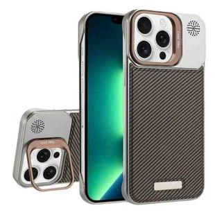 For iPhone 13 Pro Max Frameless Carbon Fiber Holder PC MagSafe Phone Case(Desert Gold)