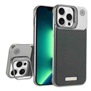 For iPhone 13 Pro Frameless Carbon Fiber Holder PC MagSafe Phone Case(Titanium Gray)