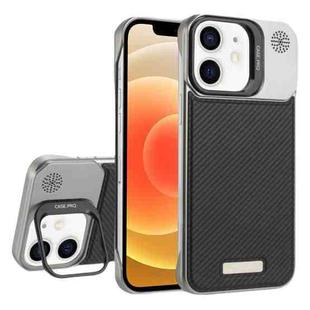 For iPhone 12 / 12 Pro Frameless Carbon Fiber Holder PC MagSafe Phone Case(Black)