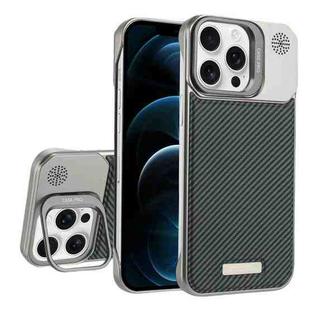 For iPhone 12 Pro Max Frameless Carbon Fiber Holder PC MagSafe Phone Case(Titanium Gray)