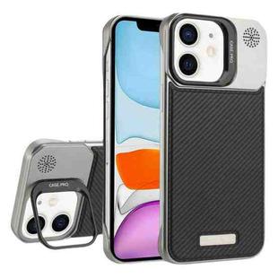 For iPhone 11 Frameless Carbon Fiber Holder PC MagSafe Phone Case(Black)