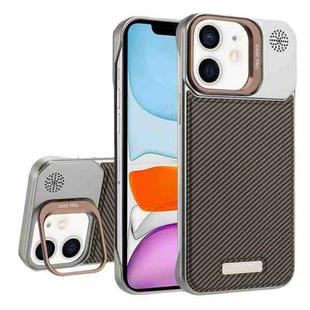 For iPhone 11 Frameless Carbon Fiber Holder PC MagSafe Phone Case(Desert Gold)