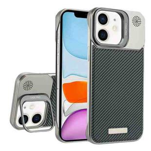 For iPhone 11 Frameless Carbon Fiber Holder PC MagSafe Phone Case(Titanium Gray)