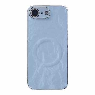 For iPhone 16e Electroplating PC Snow Bark Texture MagSafe Phone Case(Blue)
