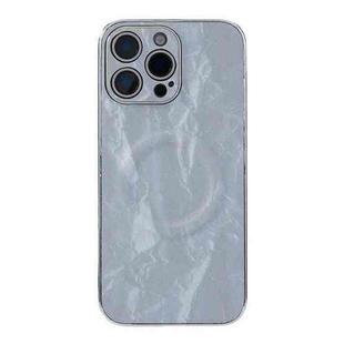 For iPhone 15 Pro Max Electroplating PC Snow Bark Texture MagSafe Phone Case(Grey)