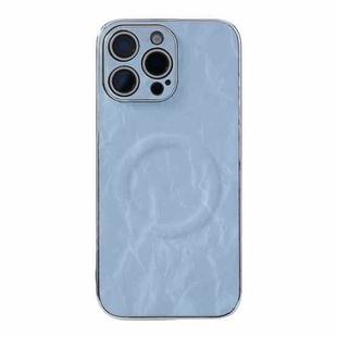 For iPhone 13 Pro Max Electroplating PC Snow Bark Texture MagSafe Phone Case(Blue)