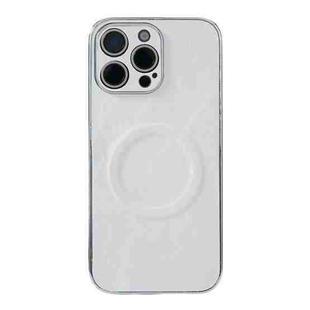 For iPhone 12 Pro Electroplating PC Snow Bark Texture MagSafe Phone Case(White)