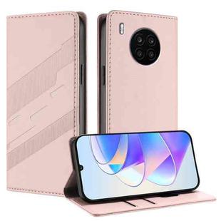 For Honor 50 Lite / Huawei nova 8i Embossed Multi-functional Wallet Retro Leather Phone Case(Pink)