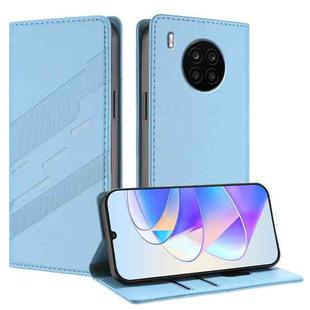 For Honor 50 Lite / Huawei nova 8i Embossed Multi-functional Wallet Retro Leather Phone Case(Light Blue)